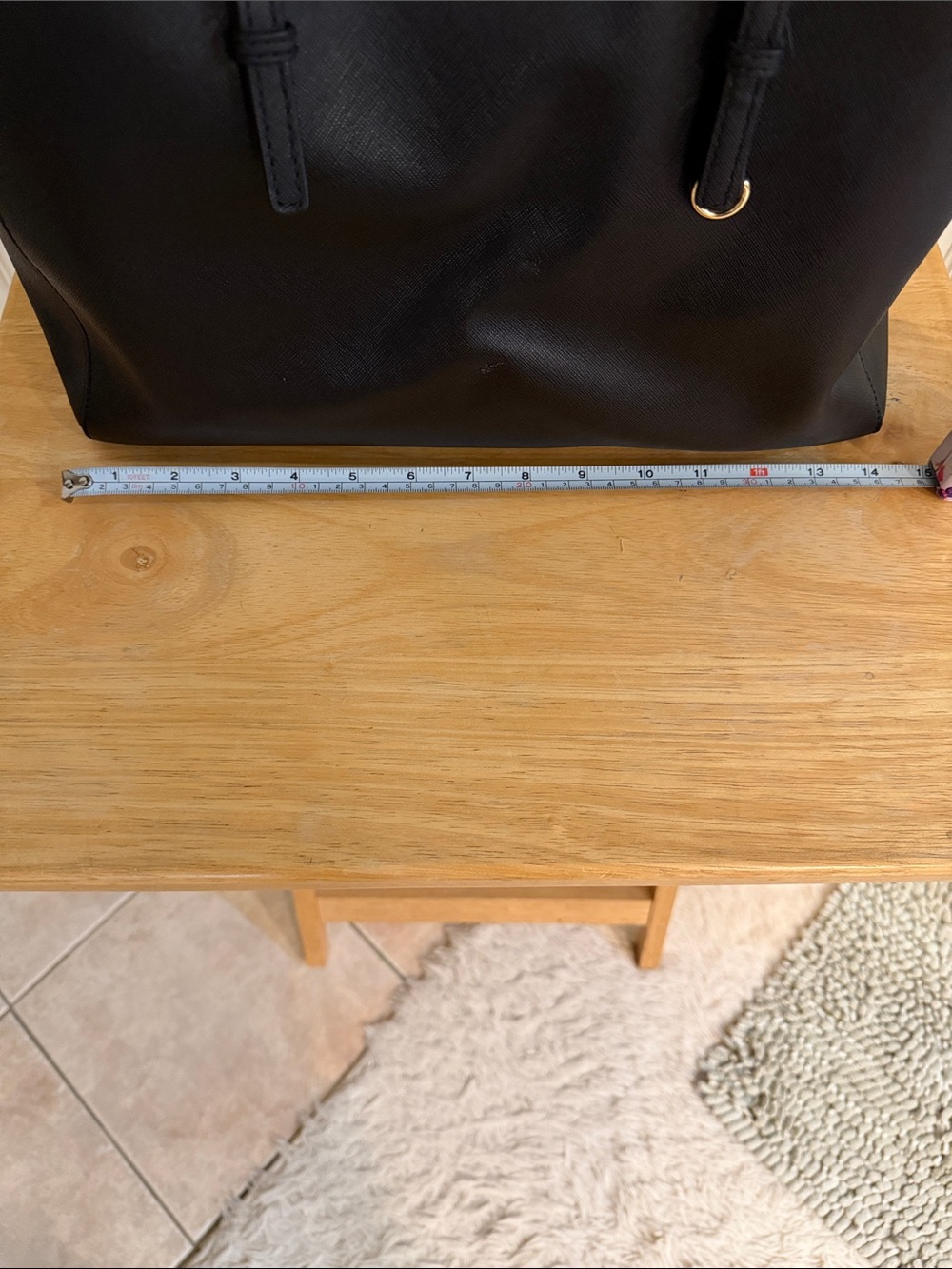 Michael Kors Large Black Leather Bag with Gold Accents - Picture 10 of 14